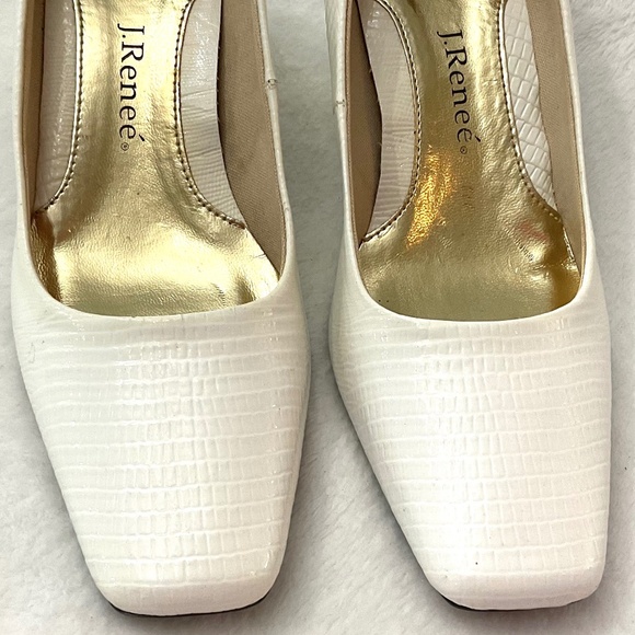 Love J. Renee White “Mary” faux leather Lizard Print  Square Toe pumps  Sz 6.5M - Picture 6 of 16